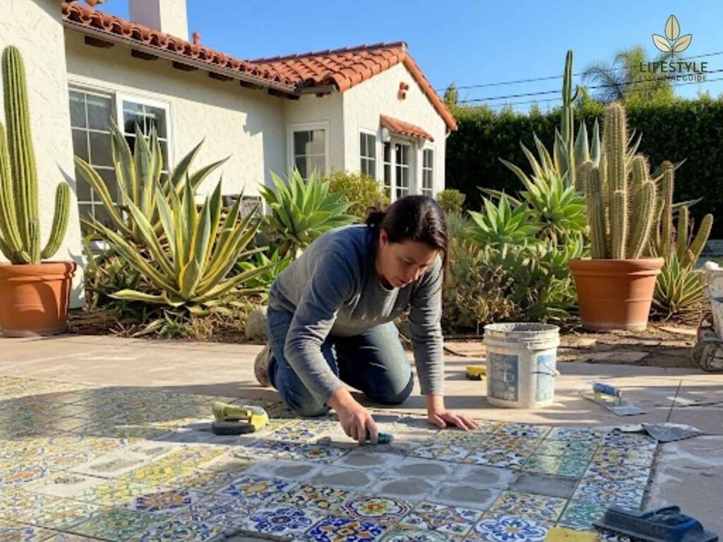 Homeowner restoring colorful Mexican tiles in Los Angeles