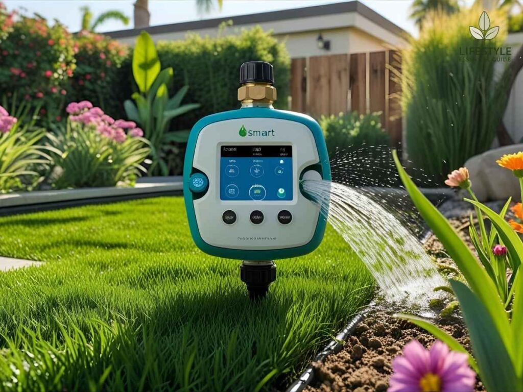 Drip irrigation system being installed in a Los Angeles garden to handle Escondido-like summer heat efficiently