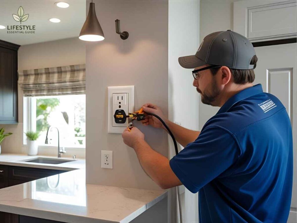 Licensed electrician installs GFCI outlet in Willow Glen kitchen, Los Angeles